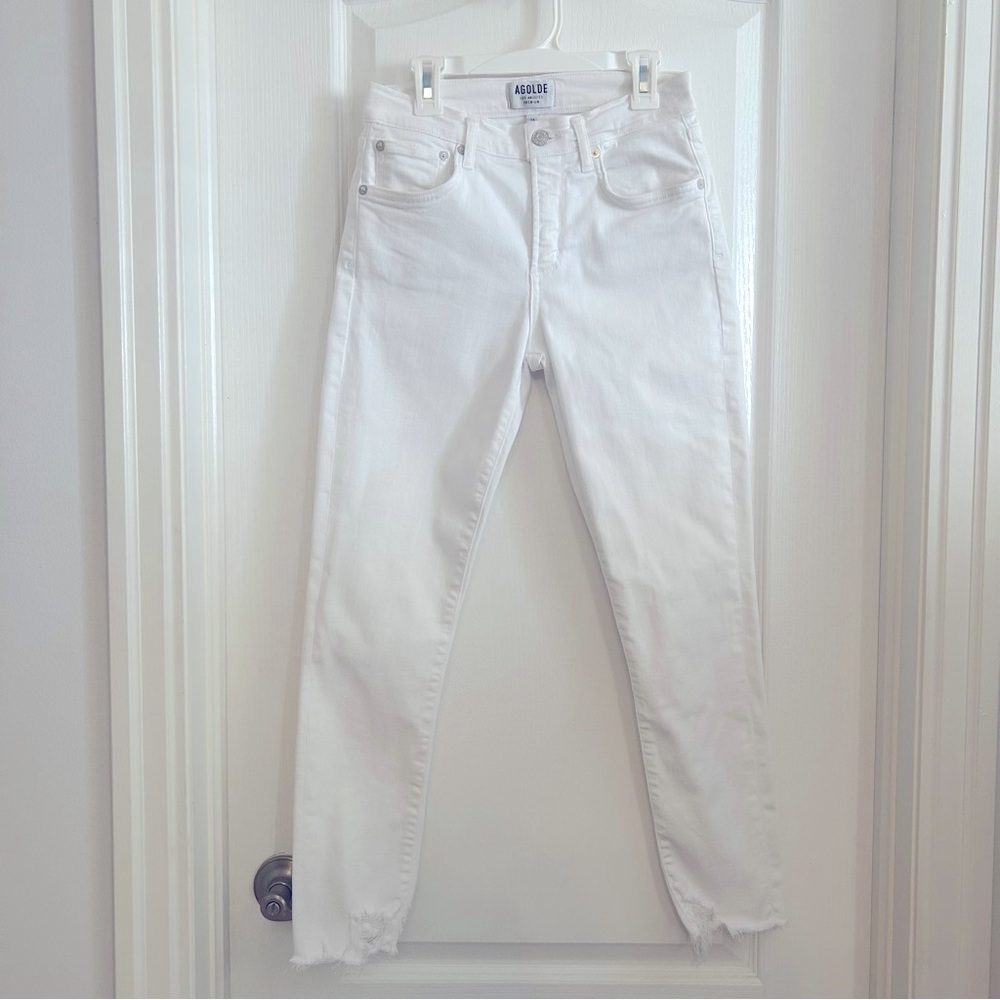 AGOLDE Women's White Jeans Raw Hem Size 26